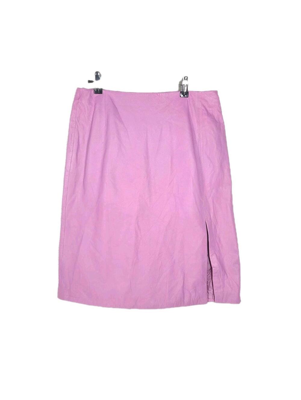 Y2K Leather Skirt Pink Calf Size 10 M/L Side Slit Retro Anne Klein 2 Mall Brand